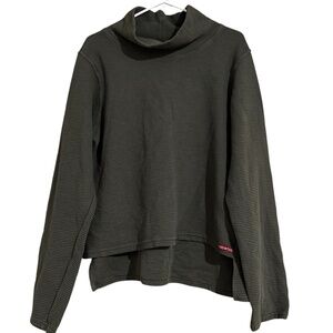 Hard Tail Forever Women’s Green Ribbed Covered Neck Long Sleeve Sweater Sz-M